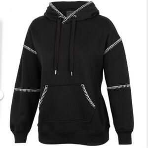 PISTACHIO Women’s Black Hoodie with White Stitching - Cute for Baseball Season!